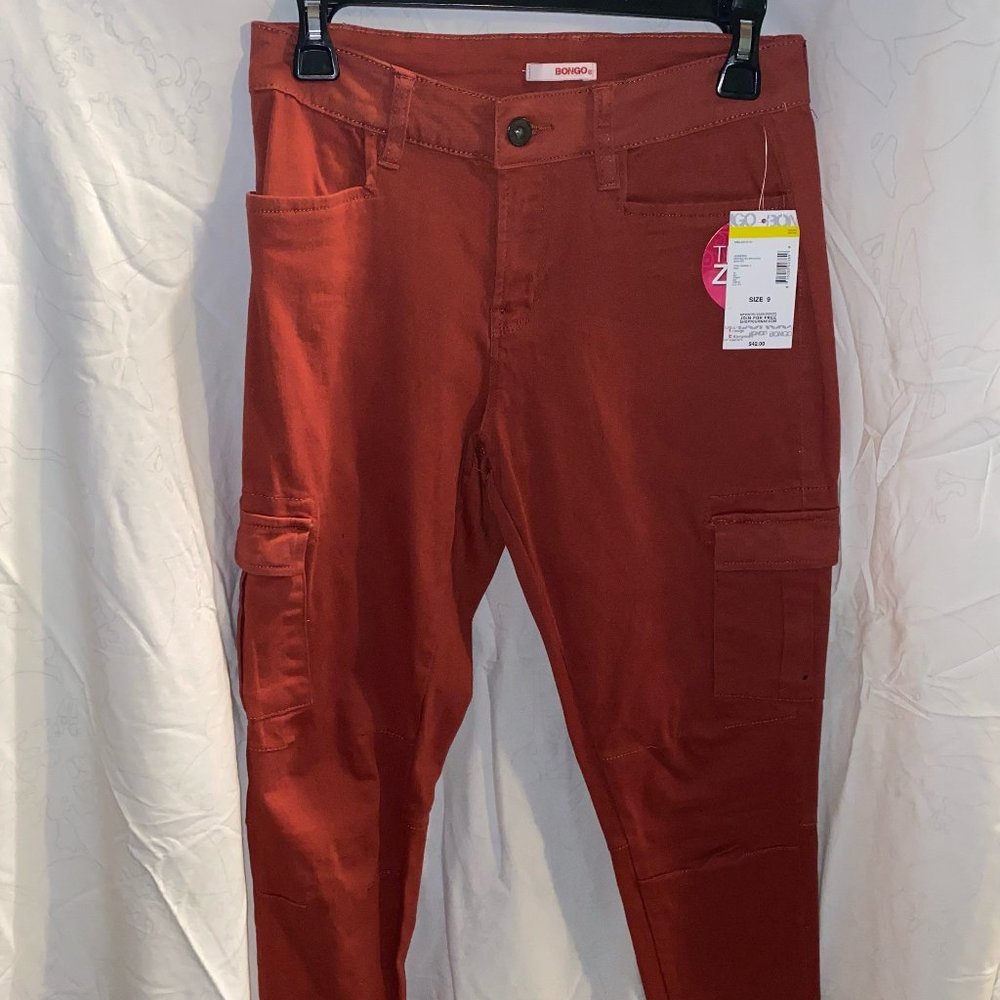 Black and copper cargo pants